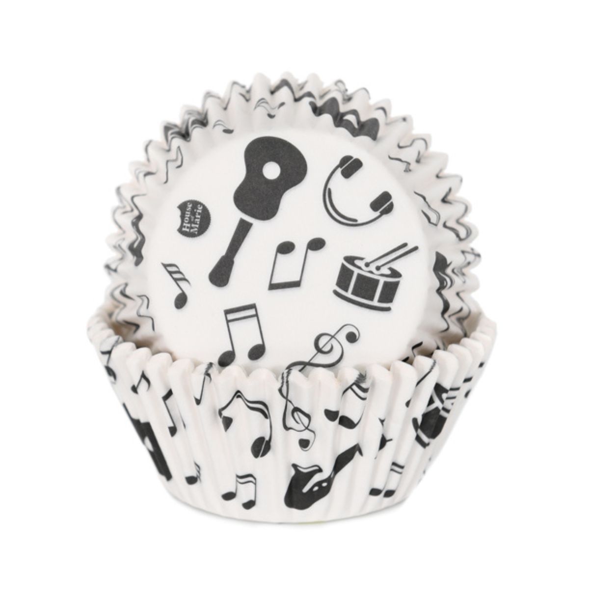 Baking Cups Musiknoten und Instrumente schwarz auf weiß
