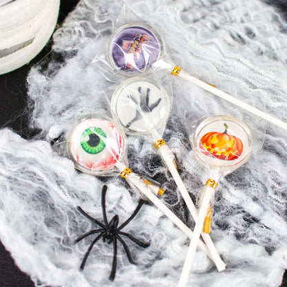 Halloween Lollis mit Spinnendeko