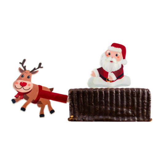 Fondant Kuchen-Einstecker Weihnachtsmann mit Rentier Rudolph freigestellt
