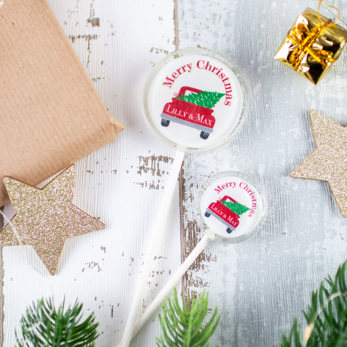 MotivLolli coming home for x-mas kleiner und großer Lolli dekoriert
