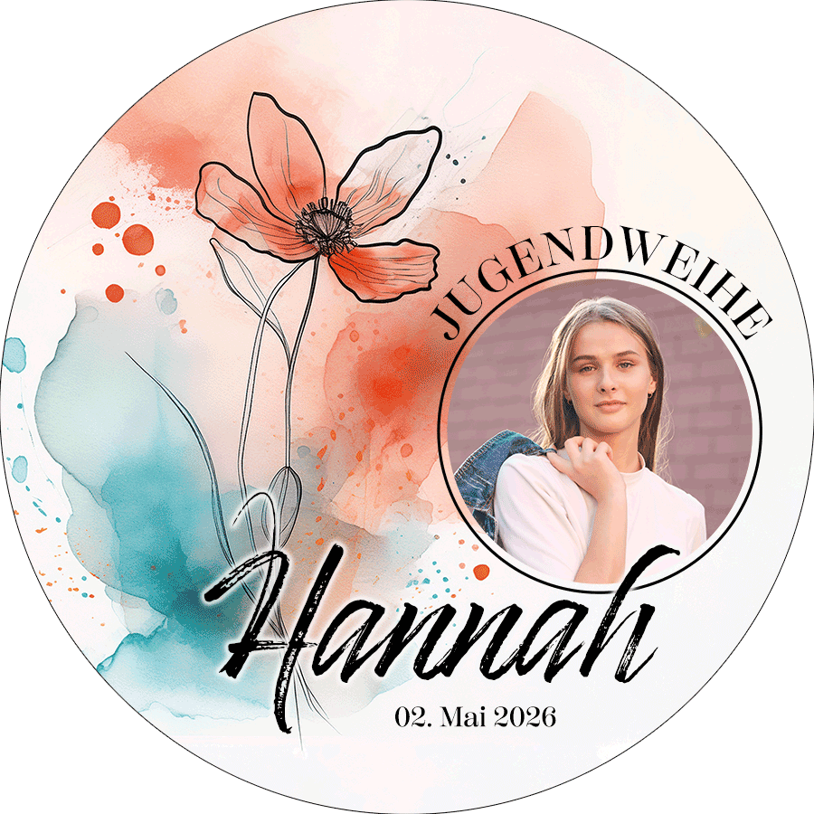 Tortenbild Jugendweihe - Mohnblume – Bild 1