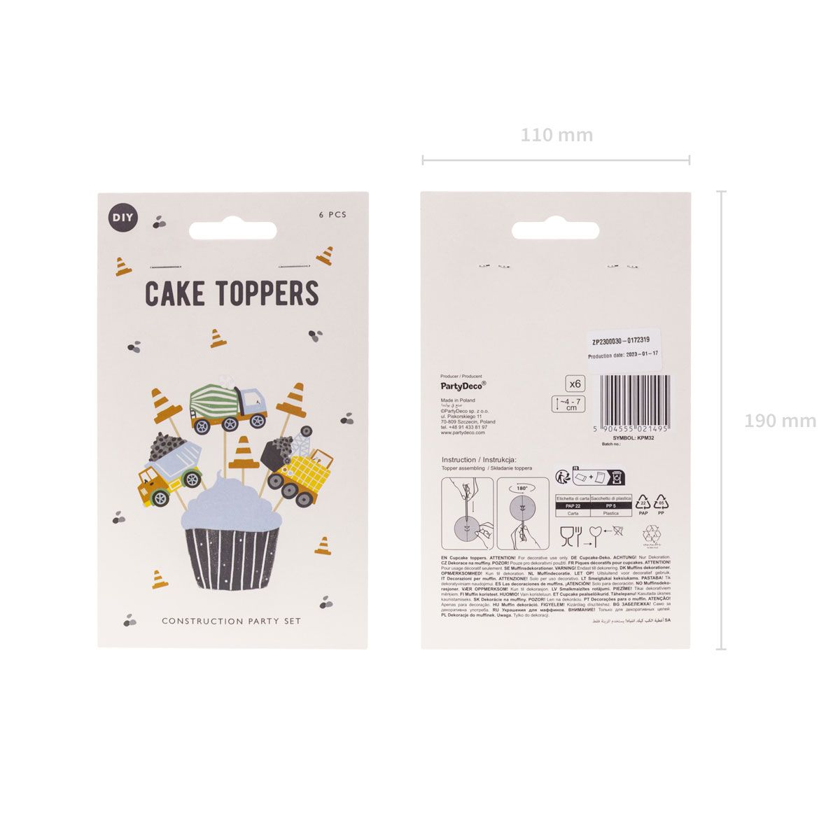 PartyDeco CakeTopper Set - Bauarbeiten – Bild 3