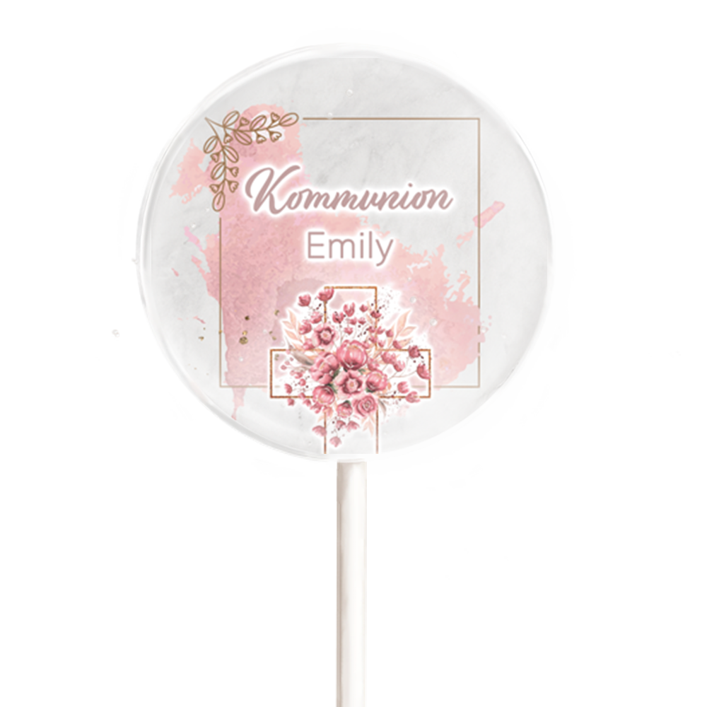 Motivlolli Kommunion Kreuz rosa