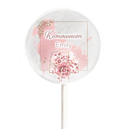 Motivlolli Kommunion Kreuz rosa