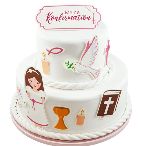 Fondant Kuchen-Tattoo - Konfirmation Mädchen – Bild 1