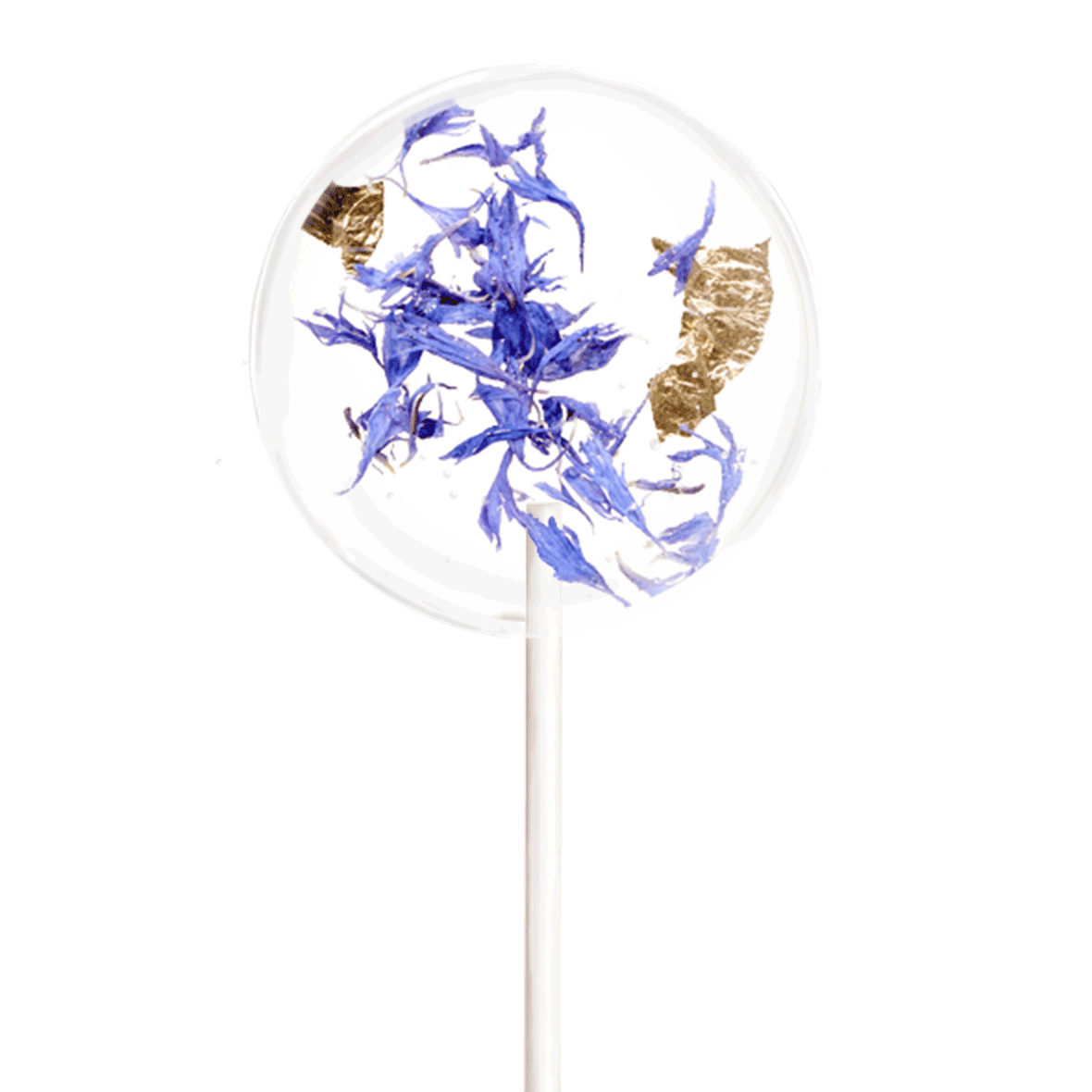 Blütenlolli Lady Luise blaue Kornblumenblüten mit Blattgold