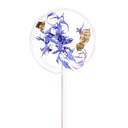 Blütenlolli Lady Luise blaue Kornblumenblüten mit Blattgold