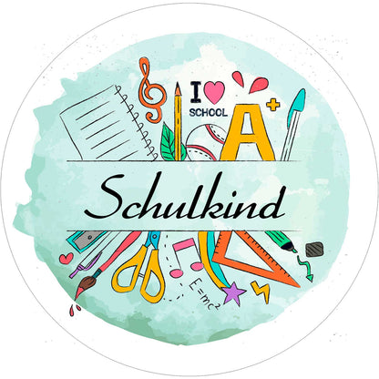 Bedruckte Oblaten Einschulung Schulkind Türkis – Bild 1