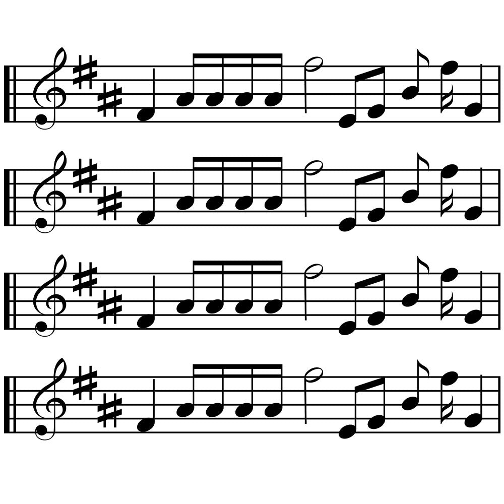 Tortenband weiß mit Notenzeilen und Noten