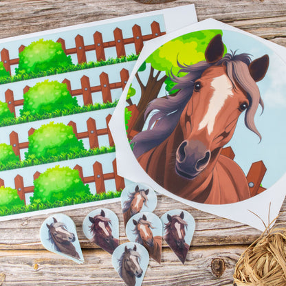 Torten-Dekor Set – Pferd | Essbares Set mit Tortenband, Tortenaufleger (20 cm) & 6 Einsteckoblaten – Bild 5