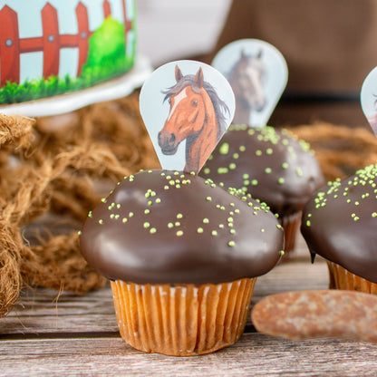 Pferde Oblaten Einstecker in Muffin frontal