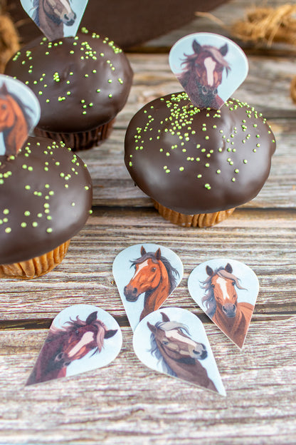 Pferde Oblaten Einstecker in Muffin oben