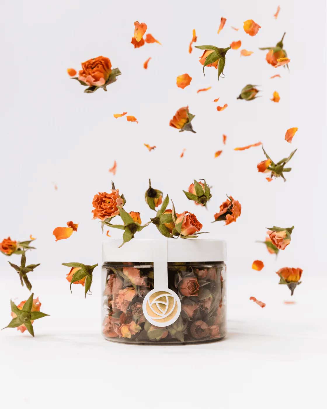 Rosie Rose getrocknete Rosenblüten sunset mix orange mit fliegenden Rosen