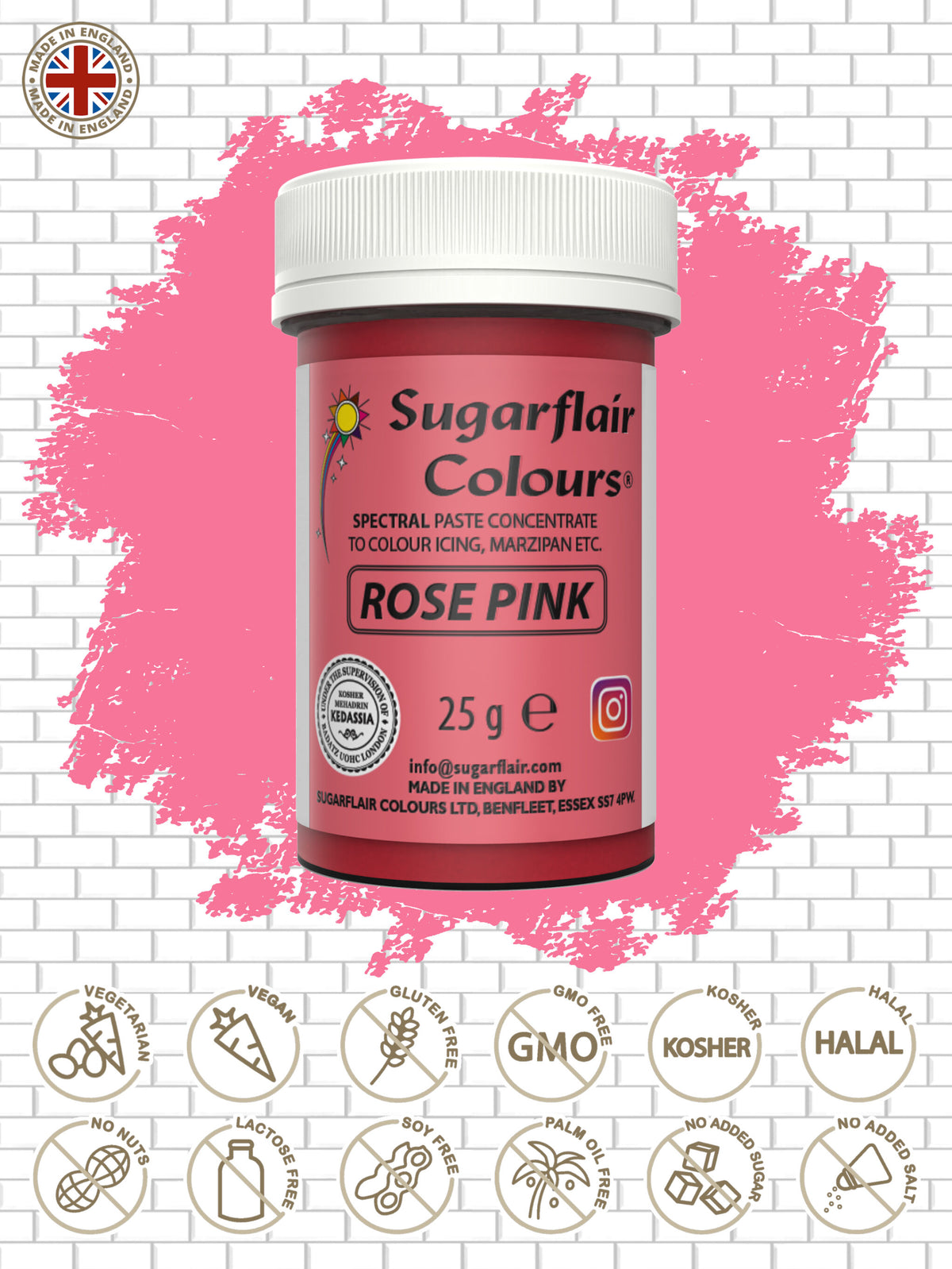 Speisefarben-Paste Sugarflair - Rose Pink 25g