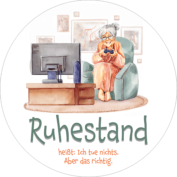 Motiv Tortenbild Ruhestand Dame auf Sessel