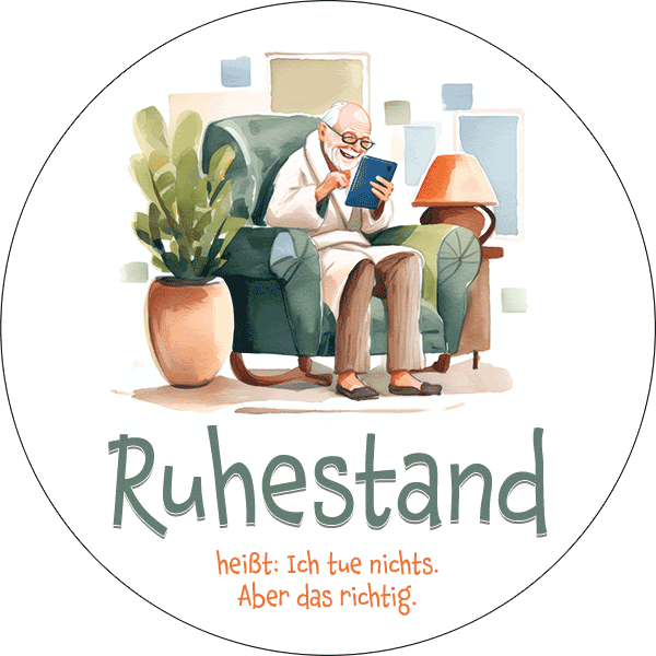 Motiv Tortenbild Ruhestand lesender Opa auf Sessel