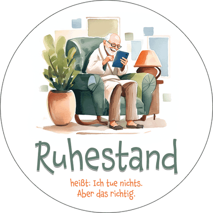 Motiv Tortenbild Ruhestand lesender Opa auf Sessel