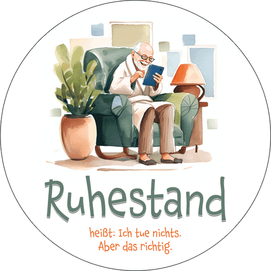 Motiv Tortenbild Ruhestand lesender Opa auf Sessel