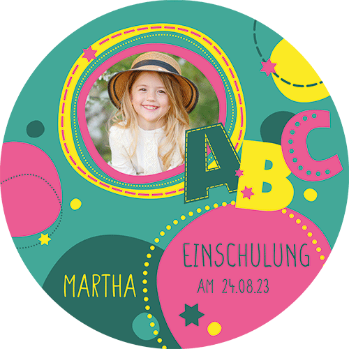 Tortenbild zur Einschulung Runde Bunte Kreise