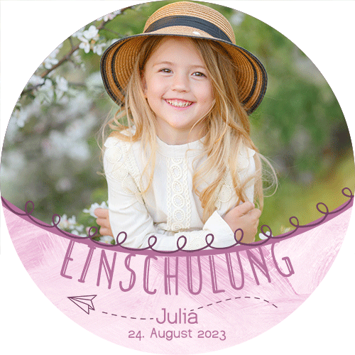 Tortenbild zur Einschulung Papierflieger - Rosa