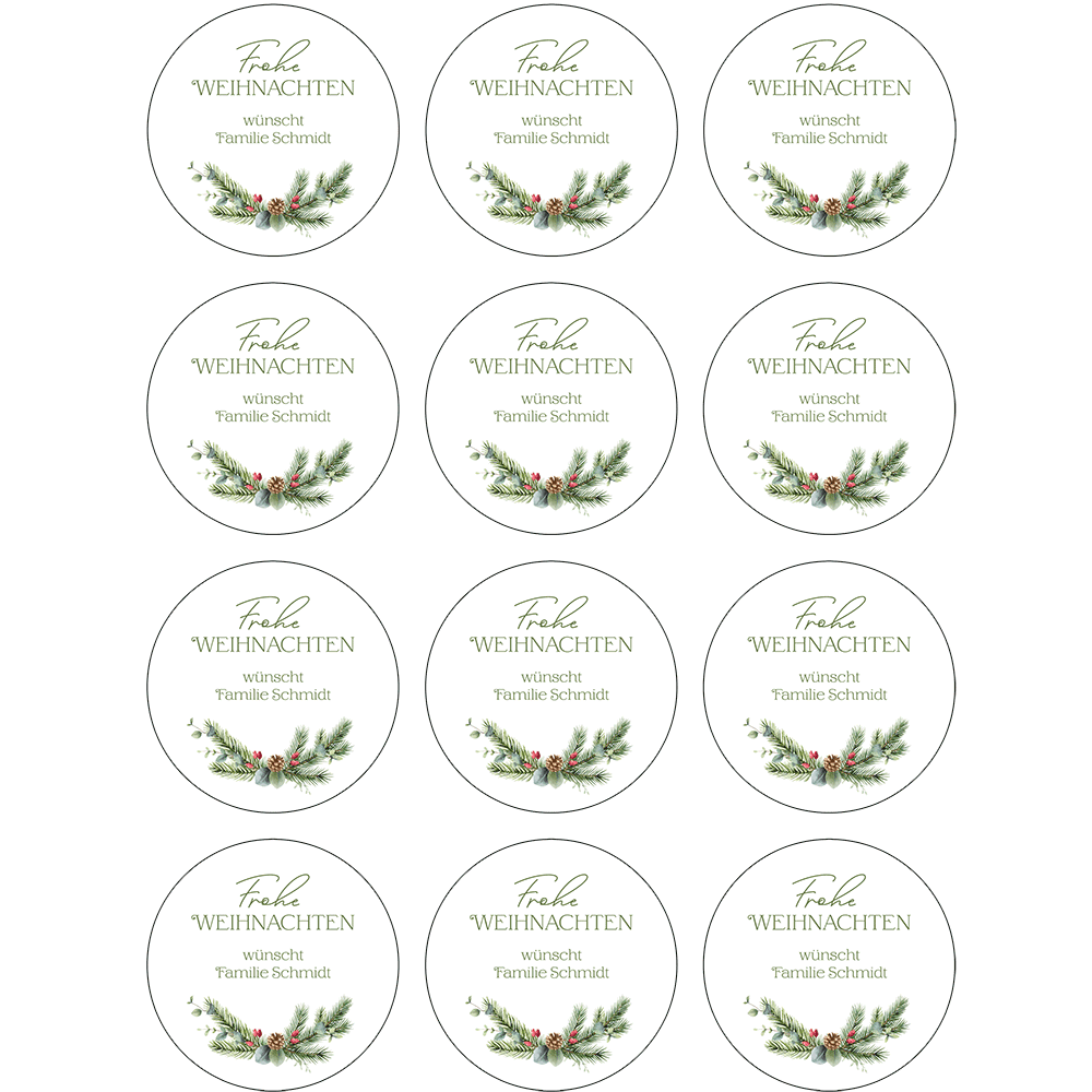 Motivoblaten „Tannengrün“ – Frohe Weihnachten 12 x 6 cm