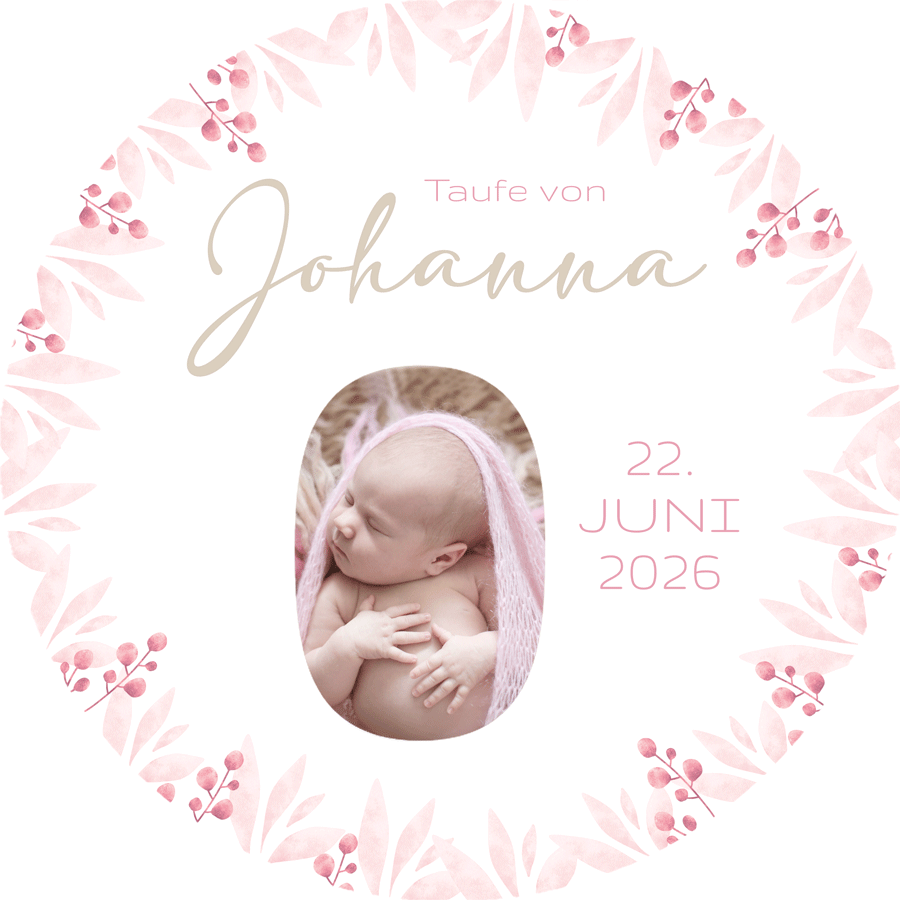 Tortenbild Taufe - Olivenblätter Rot – Bild 1