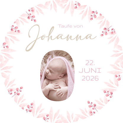 Tortenbild Taufe - Olivenblätter Rot – Bild 1