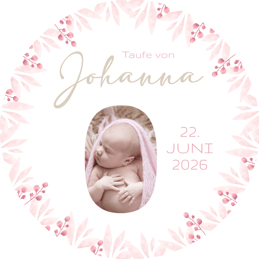 Tortenbild Taufe - Olivenblätter Rot – Bild 1