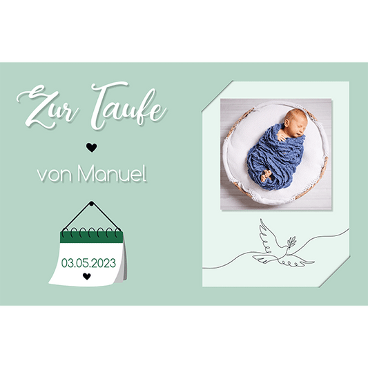 Tortenbild Taufe Rechteckig - Buchbild Mint