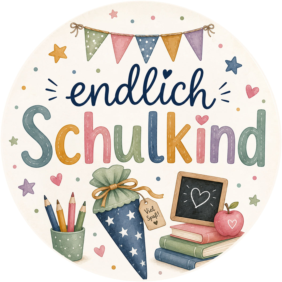 TortenBild endlich Schulkind blaue Zuckertüte