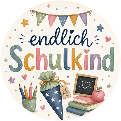 TortenBild endlich Schulkind blaue Zuckertüte