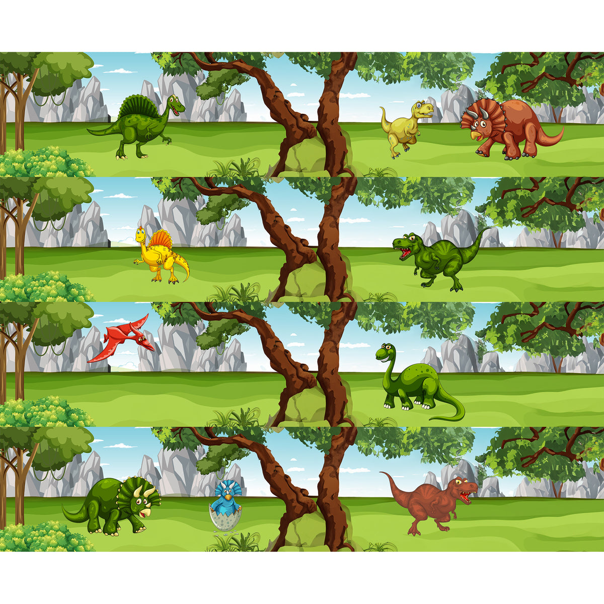 Tortenband mit verschiedenen Dinosauriern