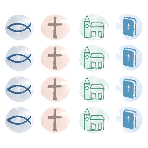 Tortenband weiß mit Fisch Kreuz Kirche Bibel