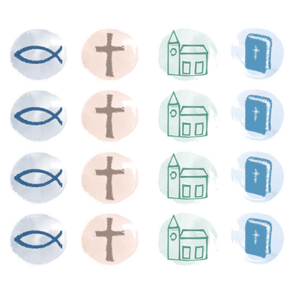 Tortenband weiß mit Fisch Kreuz Kirche Bibel
