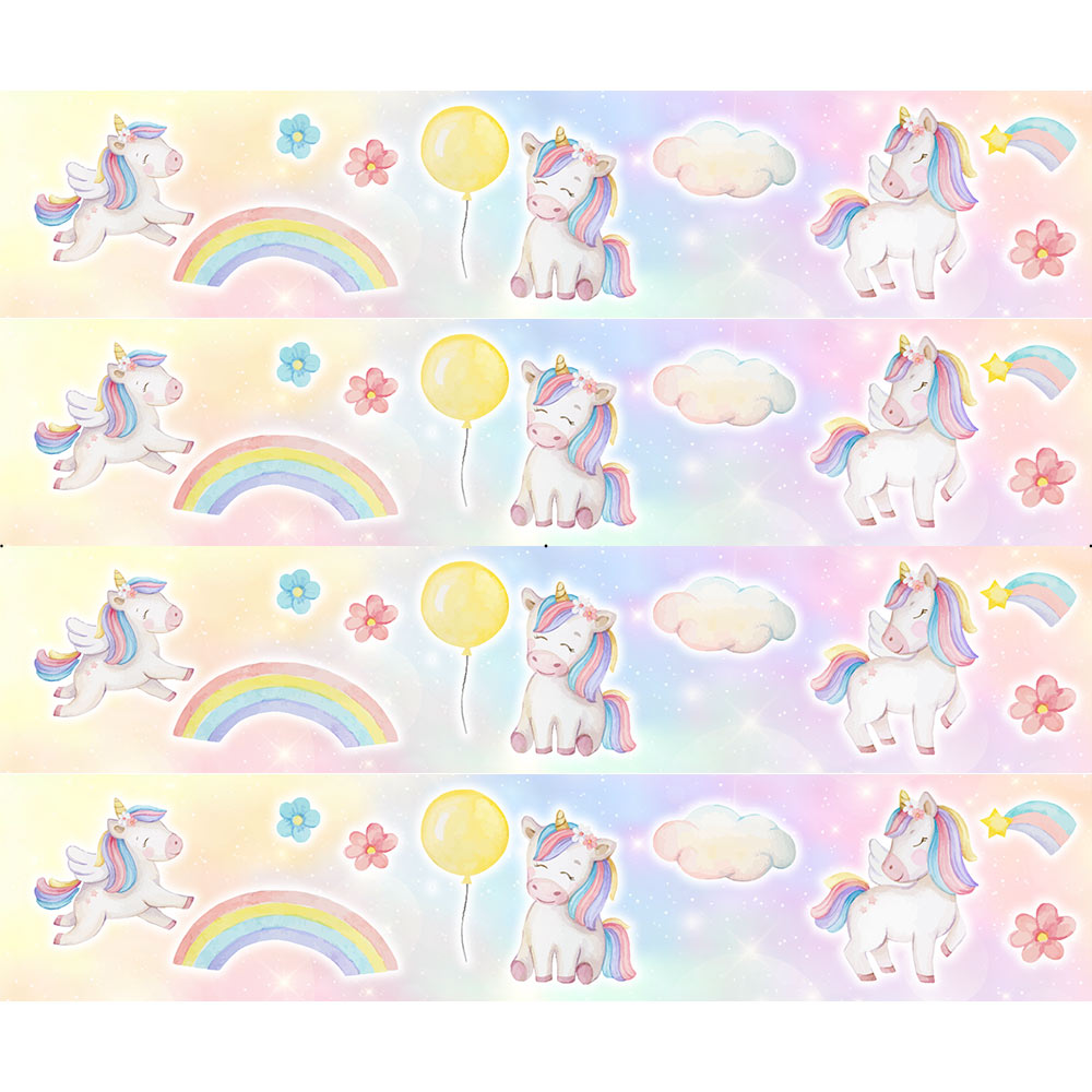 Tortenband rosa mit Regenbogen Einhorn Ballon