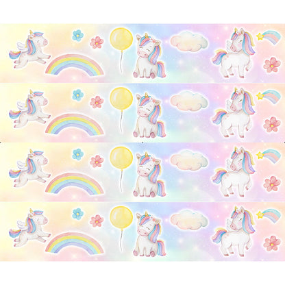 Tortenband rosa mit Regenbogen Einhorn Ballon