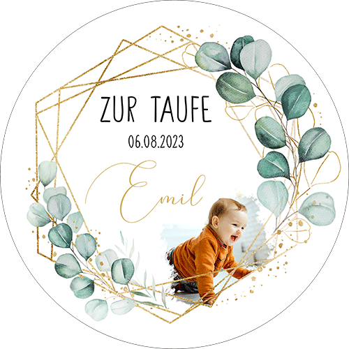 Tortenbild Taufe Rund Eukalyptus – Bild 1