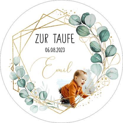 Tortenbild Taufe Rund Eukalyptus – Bild 1
