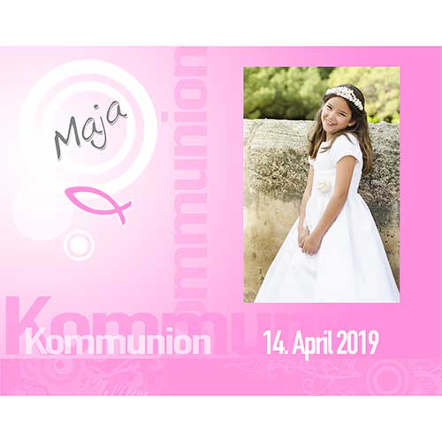 Tortenbild Kommunion - Konfirmation Rechteckig Motiv 16 Pink