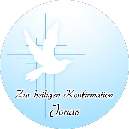 Tortenbild Kommunion - Konfirmation Rund Motiv Taube Blau