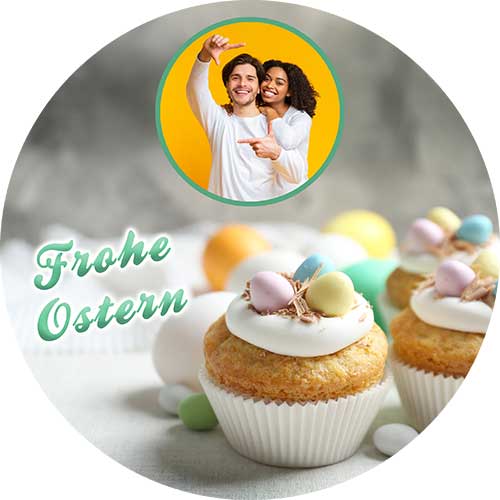 Tortenbild Ostern Motiv Hasenmuffin Rund
