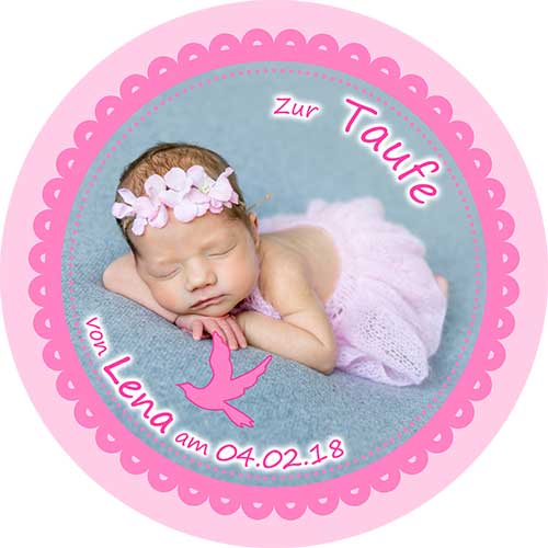 Tortenbild Taufe Rund Motiv 6 Rosa