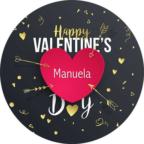 Tortenbild Valentinstag Pfeil und Herz Rund