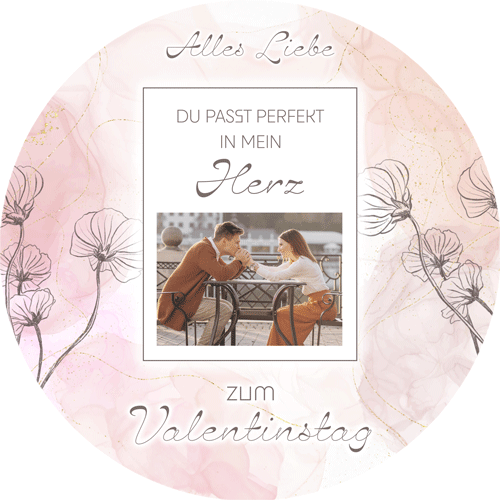 Tortenbild Valentinstag Aquarell Blumen Rosa Rund