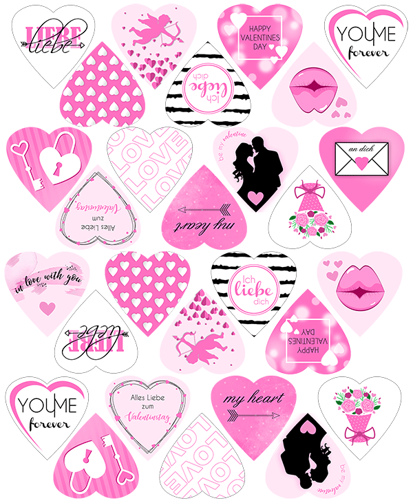 Bedruckte Oblaten Valentinstag Rosa - Herzform – Bild 1
