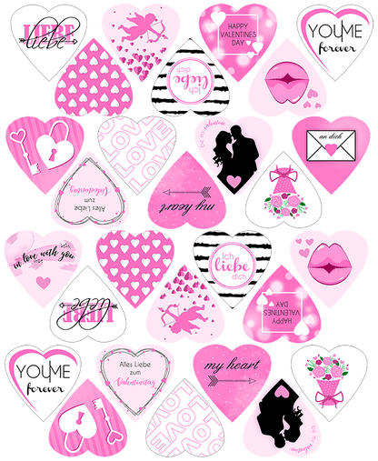 Bedruckte Oblaten Valentinstag Rosa - Herzform – Bild 1