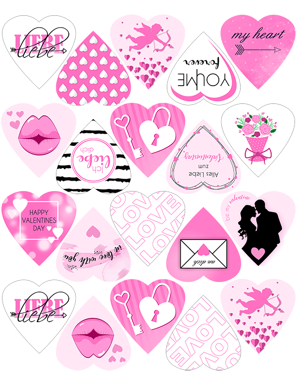 Bedruckte Oblaten Valentinstag Rosa - Herzform – Bild 2