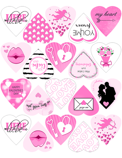 Bedruckte Oblaten Valentinstag Rosa - Herzform – Bild 2