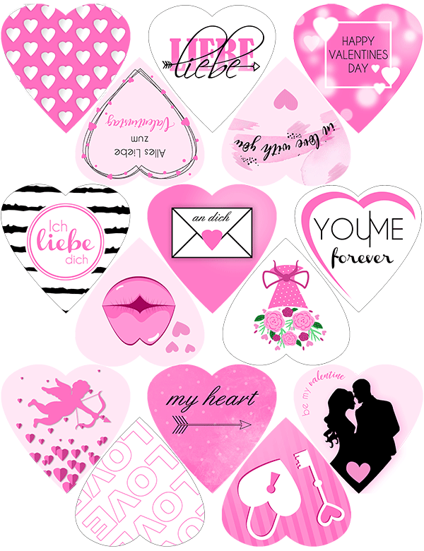 Bedruckte Oblaten Valentinstag Rosa - Herzform – Bild 3