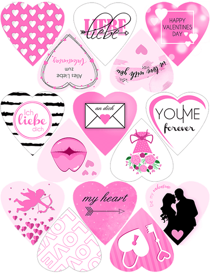 Bedruckte Oblaten Valentinstag Rosa - Herzform – Bild 3
